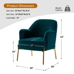 Odo Upholstered Accent Chair Velvet Comfy Living Room Arm Chair | Karat Home -HOMCOM Shop GUEST 51190521 7d2b 4f6d bbb2 4b2161f4e8c8