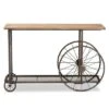 Terence Vintage Industrial Natural Wood And Metal Wheeled Console Table Black - Baxton Studio