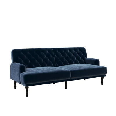 Lyla Upholstered Velvet Futon Blue - Room & Joy 3 Lyla Upholstered Velvet Futon Blue - Room & Joy