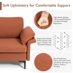 Costway Modern Fabric Accent Armchair Upholstered Single Sofa W/ Metal Legs Rust RedGreen 16 Costway Modern Fabric Accent Armchair Upholstered Single Sofa W/ Metal Legs Rust RedGreen -HOMCOM Shop GUEST 5237db2c cc66 4cf5 8b0a 5a48eadd47b3