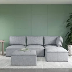 Sybil Modular Ottoman Gray Linen - Room & Joy -HOMCOM Shop GUEST 535e036b f90e 432e a0f9 3e4879bf09c9