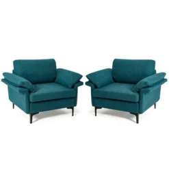 Costway Set Of 2 Fabric Accent Armchair Upholstered Single Sofa W/ Metal Legs -HOMCOM Shop GUEST 5402149d 1365 4d1b b972 160841ad1393