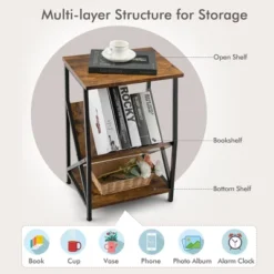 Costway 3-Tier Industrial Side End Table With Storage Shelf Heavy Duty Accent Table -HOMCOM Shop GUEST 5457fc4e 2369 4d23 b6f0 d30db690e077