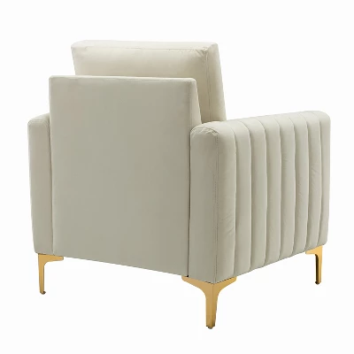 Iapygia Contemporary Tufted Wooden Upholstered Club Chair With Metal Legs For Bedroom And Living Room Club Chair | ARTFUL LIVING DESIGN 5 Iapygia Contemporary Tufted Wooden Upholstered Club Chair With Metal Legs For Bedroom And Living Room Club Chair | ARTFUL LIVING DESIGN - Image 3