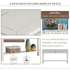 60"L Rustic Console Table With Two Different Size Drawers And Bottom Shelf-ModernLuxe -HOMCOM Shop GUEST 553a9257 d6a5 4105 a0d8 b3e5367164d0