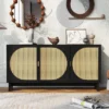 Modern Storage Cabinet With Rattan Door And Adjustable Shelves, Accent Cabinet Buffet Cabinet For Living Room-ModernLuxe