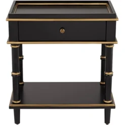 55 Downing Street Modern Luxe Wood Rectangular Accent Side End Table 15" X 24" With Drawer Shelf Black Gold For Living Room Home -HOMCOM Shop GUEST 572136a0 dd2d 4a4b af9c 7c5f3e8a84de