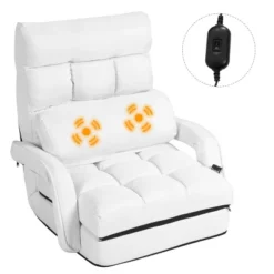 Costway Folding Floor Single Sofa Massage Recliner Chair W/ A Pillow 5 Adjustable Backrest Position Leisure Lounge Couch BlueRedWhite -HOMCOM Shop GUEST 57b655ba 1f17 48c8 b570 497e1f1869e9