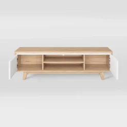 Fort Worth TV Stand For TVs Up To 68" White/Brown Wood Grain - CorLiving