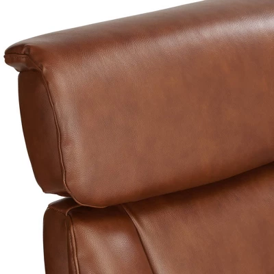 BenchMaster Brown Swivel Faux Leather Recliner Chair Modern Armchair Comfortable Manual Reclining Footrest Headrest For Bedroom 4 BenchMaster Brown Swivel Faux Leather Recliner Chair Modern Armchair Comfortable Manual Reclining Footrest Headrest For Bedroom - Image 2