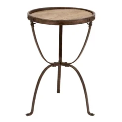 Rustic Iron And Natural Wood Frame Round Side Table Brown - Olivia & May -HOMCOM Shop GUEST 59422b46 a3ba 41d8 b04f 8d24a990dcde
