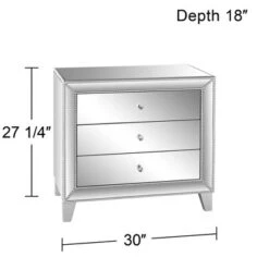 Studio 55D Modern Mirrored Accent Table 30" X 18" With Drawer Silver Beaded Trim For Living Room Bedroom Bedside Entryway House -HOMCOM Shop GUEST 59c0ada3 c886 4cd1 b96e 7babcbf30afe