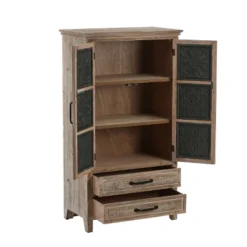 LuxenHome Farmhouse Wood And Metal 2-Drawer 2-Door Storage Cabinet. -HOMCOM Shop GUEST 59e77019 18f6 4b90 85a9 0c18a20f0d71