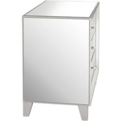 Studio 55D Modern Mirrored Accent Table 30" X 18" With Drawer Silver Beaded Trim For Living Room Bedroom Bedside Entryway House -HOMCOM Shop GUEST 5a88bdbb b6a5 4b08 a77d 3396d85fef84