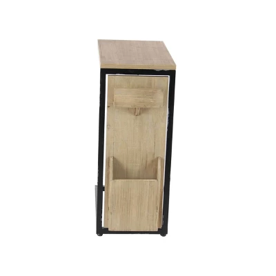 Farmhouse C Shaped Side Table Light Brown/Black - Olivia & May 7 Farmhouse C Shaped Side Table Light Brown/Black - Olivia & May - Image 5