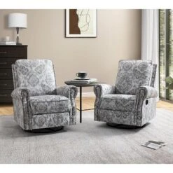 Set Of 2 Pablo Traditional-normal Manual Swivel Glider Recliner With Nailhead Trims For Living Room | KARAT HOME -HOMCOM Shop GUEST 5bd6ac91 2864 41ae 9eb4 4364e1369c63