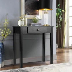 Costway Console Table With Drawer Entryway Hallway Accent Wooden Table Black -HOMCOM Shop GUEST 5c43410b f06b 4d46 bc8e 0be3bd5958aa