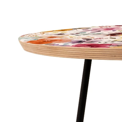 Round Ninola Design Bountiful Bouquet Countryside Red Side Table Red/Black - Deny Designs 4 Round Ninola Design Bountiful Bouquet Countryside Red Side Table Red/Black - Deny Designs - Image 2
