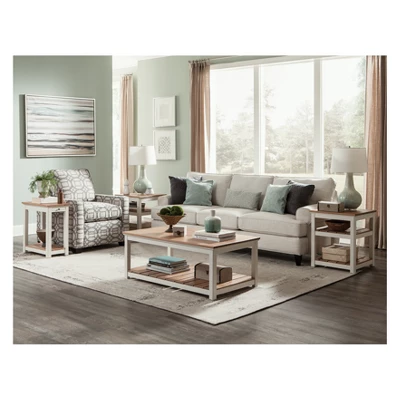 Savannah Chairside End Table With Pull Out Shelf Ivory With Natural Wood Top - Bolton Furniture 5 Savannah Chairside End Table With Pull Out Shelf Ivory With Natural Wood Top - Bolton Furniture - Image 3