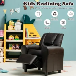 Costway Kids Recliner Chair PU Leather Armrest Sofa W/Footrest Cup Holder BeigeBrown -HOMCOM Shop GUEST 5cb51617 e1b1 481e b3f4 34a7a311c3e3