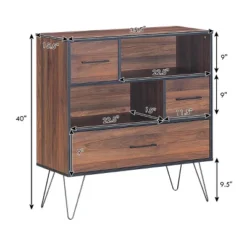 Costway Sideboard Storage Cabinet Multipurpose Display Unit W/Metal Leg & Drawers Walnut -HOMCOM Shop GUEST 5d636957 69cb 4f75 963a a14486d93592