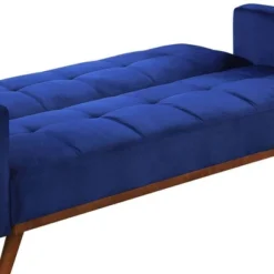 76" Tanitha Sofa Blue Velvet/Natural Finish - Acme Furniture -HOMCOM Shop GUEST 5dfd7632 e9bd 489e 9edf 2eb3dec0f8e7