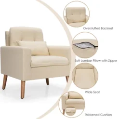 Costway Accent Chair Upholstered Linen Armchair Sofa Chair W/Waist Pillow -HOMCOM Shop GUEST 5ed07131 366e 4213 a233 4adcb0e477f0