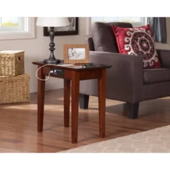 Shaker Chair Side Table With Charger Walnut - AFI