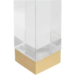55 Downing Street Modern Cast Acrylic Accent Side End Table 23 1/2" X 24" Clear Gold Spaces Living Room Bedroom Bedside Entryway -HOMCOM Shop GUEST 5fc48d8d b06f 4d6f 82ee 5e87519cc328