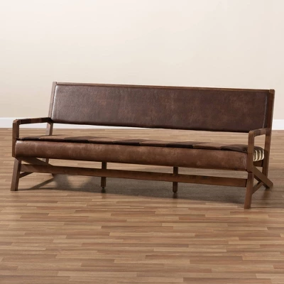 Rovelyn Faux Leather Finished Wood Sofa Brown - Baxton Studio 8 Rovelyn Faux Leather Finished Wood Sofa Brown - Baxton Studio - Image 6