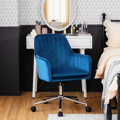 Costway Velvet Accent Office Armchair Adjustable Swivel Removable Cushion PinkBlueGrey 3 Costway Velvet Accent Office Armchair Adjustable Swivel Removable Cushion PinkBlueGrey