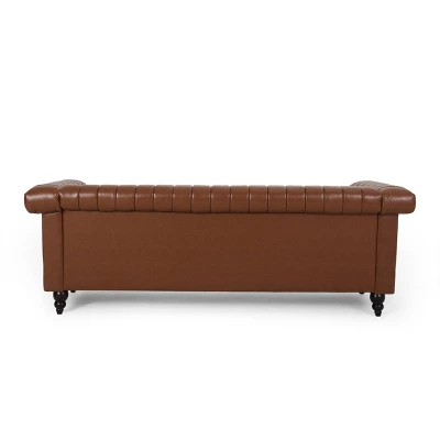 Drury Contemporary Channel Stitch 3 Seater Sofa With Nailhead Trim - Christopher Knight Home 6 Drury Contemporary Channel Stitch 3 Seater Sofa With Nailhead Trim - Christopher Knight Home - Image 4
