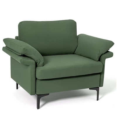Costway Modern Fabric Accent Armchair Upholstered Single Sofa W/ Metal Legs Rust RedGreen 12 Costway Modern Fabric Accent Armchair Upholstered Single Sofa W/ Metal Legs Rust RedGreen - Image 10