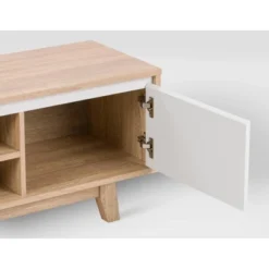 Fort Worth TV Stand For TVs Up To 68" White/Brown Wood Grain - CorLiving -HOMCOM Shop GUEST 644b3859 280e 4cc6 8c92 ade1ca02835b