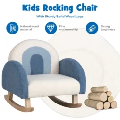 Costway Kids Rocking Chair Children Armchair Velvet Upholstered Sofa W/ Solid Wood Legs -HOMCOM Shop GUEST 64523a3b 300a 4897 815c d9bcc11a5d2f