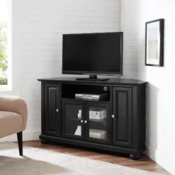 Alexandria Corner TV Stand For TVs Up To 48" Black - Crosley -HOMCOM Shop GUEST 65f3f510 dad7 4de4 92e9 fd44446c76e6