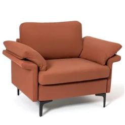 Costway Modern Fabric Accent Armchair Upholstered Single Sofa W/ Metal Legs Rust RedGreen 19 Costway Modern Fabric Accent Armchair Upholstered Single Sofa W/ Metal Legs Rust RedGreen -HOMCOM Shop GUEST 688a5ad3 82a4 4ea3 b09e 6f20f768ae99