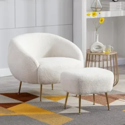 Modern Accent Chair, Teddy Short Plush Particle Velvet Armchair With Ottoman-ModernLuxe 23 Modern Accent Chair, Teddy Short Plush Particle Velvet Armchair With Ottoman-ModernLuxe -HOMCOM Shop GUEST 6897260f a4f5 4081 990d 5ffecdcd7ef3
