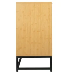Aash 2-Doors Solid Bamboo Storage Cabinet,Farmhouse Storage Cabinet With 1 Adjustable Inner Shelves And Black Metal Legs-The Pop Home -HOMCOM Shop GUEST 68c4478a 48a6 4d3a a9f3 a198dd52844f