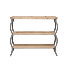 Rustic Metal Console Table With Shelves Brown - Olivia & May -HOMCOM Shop GUEST 6950d491 3250 4dbc 8d71 781c794eba6d