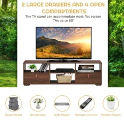 Costway TV Stand Entertainment Media Center Console For TV's Up To 60'' W/Drawers WalnutBlack -HOMCOM Shop GUEST 6a55ff67 fbc6 48ab a752 a30a2440ca91