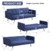Costway Convertible Futon Sofa Bed Folding Recliner W/USB Ports&Power Strip GreyBlue