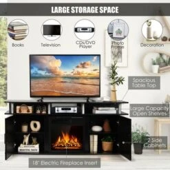 Costway 63'' Fireplace TV Stand W/18'' 1500W Electric Fireplace Up To 70'' Black -HOMCOM Shop GUEST 6b8407a2 0a7d 4eca 871c 460c8336c810