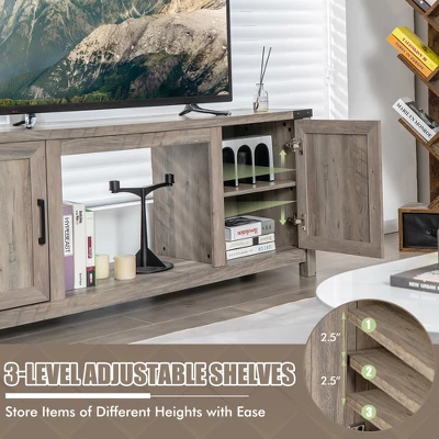 Costway 62'' Farmhouse TV Stand Entertainment Center For TVs Up To 70 Inches Natural 8 Costway 62'' Farmhouse TV Stand Entertainment Center For TVs Up To 70 Inches Natural - Image 6