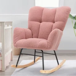 Epping Accent Modern Armchair Faux Shearling Fabric Nursery Glider Rocker, Wingback Chair Rocking Chairs-Maison Boucle -HOMCOM Shop GUEST 6c50751a 08e7 497a 9b19 e9c8f7f761e8
