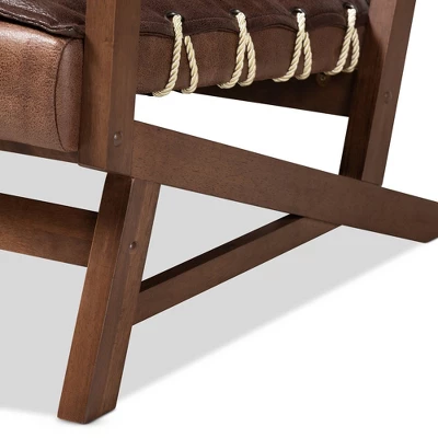 Rovelyn Faux Leather Finished Wood Sofa Brown - Baxton Studio 6 Rovelyn Faux Leather Finished Wood Sofa Brown - Baxton Studio - Image 4