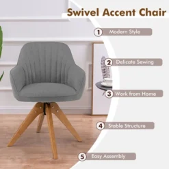 Costway Modern 360 Degree Swivel Accent Chair W/ Linen Fabric & High-density Sponge Yellow/Brown/White/Grey/Red 20 Costway Modern 360 Degree Swivel Accent Chair W/ Linen Fabric & High-density Sponge Yellow/Brown/White/Grey/Red -HOMCOM Shop GUEST 6eb8bc00 39e5 4586 84e0 d5e4b22a15ee