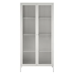 RealRooms Shadwick 2 Door Tall Metal Locker Style Storage Cabinet-Fluted Glass Doors -HOMCOM Shop GUEST 6fbde62f 217b 4be7 85e2 b10d7a4e4fe5