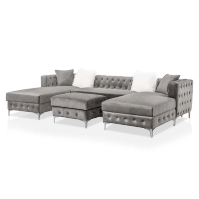 Elmhurst U Shaped Deep Button Tufted Sectional With Ottoman - HOMES: Inside + Out 9 Elmhurst U Shaped Deep Button Tufted Sectional With Ottoman - HOMES: Inside + Out - Image 7