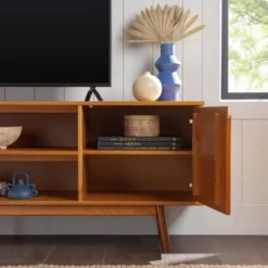 Solid Wood Mid-Century Modern TV Stand For TVs Up To 80" - Saracina Home -HOMCOM Shop GUEST 718deacd a6aa 48d3 a2de dc60399694ef